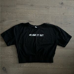 Flame it  out Large Black Crop Top